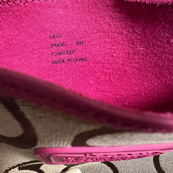 Vintage Coach Pink and Classic Brown Monogram Cloth Pattern Rainboots - Size 8M - Picture 2 of 7